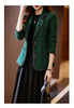 Autumn Winter Ladies Casual Blazer Women Black Green Beige Plaid Jacket Female Long Sleeve Single Breasted Slim Coat