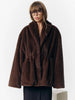 Mixed Color Lapel Collar Woman Long Coat Elegant Full Sleeve Loose Overcoat Winter Lady High Street Faux Fur Jacket
