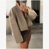 Retro Crocodile Pattern Short Women's Leather Jacket High Collar Zipper Loose Long Sleeve Jackets Lady Street Daily Wear