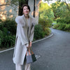 French Lazy Autumn Winter Hooded Double Faced Cashmere Coat Mid Length Real Fox Fur Collar Wool Warm Coat Women