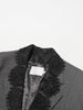 Chic Solid Spliced Lace Edge Blazers for Women Notched Collar Long Sleeve Temperament Designer Coats Female Clothes Style