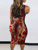Women's Elegant Plus-Size Casual Printed Dress Suitable for Daily Work and Party Wear