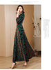 Spring Autumn Gold Velvet Long Sleeve Dress For Women High Grade Green Plush Jacquard Long Dress Female Elegant Dresses 4XL
