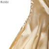 Elegant Chic Women Satin Wedding Guest Party Long Dresses Square Neck Short Puff Sleeve Fitted Waist A-Line Dress S-3XL