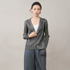 Casual Zipper Hooded Pleated Women's Jacket Spring Loose Solid Color Zipper Design Niche Cardigan Coat 2DB6163