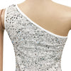 Women Tassel Side Sequins One Shoulder Skew Neck Bodycon Midi Maix Irregular High Low Long Dress Sexy Night Party