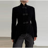 Frog Closure Velvet Tassel Jacket Slim Long Sleeve Mandarin Collar Spring Elegant Women Outerwear Chic Lady Coat