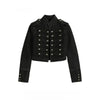 Y2K Retro Hussars Jacket Stand Collar Double Breasted Button Cropped Jacket Napoleon Old Money Blk Denim Jacket Women Boxy Coat