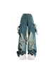 Women Blue Cargo Jeans Baggy Vintage 90s Aesthetic High Waist Cowboy Pants Harajuku Denim Trousers Y2k Trashy 2000s Clothes
