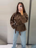 Elegant Suede Belt Women's Jacket Loose Full Sleeve Stand Collar Single Breasted Lace Up Jacket Female Autumn Coat