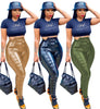 Women Faux Leather Zipper Splicing Pants Leggings High Waist Pencil PU Trousers Draped Streetwear Pants