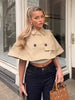 Women's Trench Cape Coat Vintage Double Breasted Short Trench Style Poncho Female Spring Woman Street Outerwear