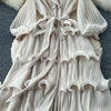 High End Party Ruffles Runway Dresses Women Lantern Sleeve Lace-up Loose Stretch Celebrity Beautiful Long Dress