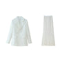 Fallfleshness Women's Dress Set Blazer Tops and Lace See Though Midi Maxi Long Skirt Suit Two 2 Piece Sets Outfits