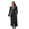 Women OL Work Double Breasted Notched Long Sleeve Maxi Dress Spring Sexy Night Elegant Party Street Long Dresses