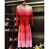 Designed Women's Pleated Dress O-neck Loose Fit Color Block Beaded Long Sleeve Famale Clothing 2DB6598