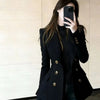 French High-grade Navy Blue Double-Breasted Blazer Jacket Outwear Women's Spring Loose Commuter Suit Jacket Top