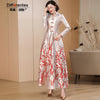 Women Long Sleeve Jacquard Dress Floral Long Dress Girls Evening Events Party Dress Chinese Style Photograph Vintage