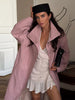 Stand Collar Oversized Long Trench Coat Women Street Single Button Half Sleeve Side Split Loose Jackets Chic Lady Outerwears