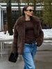 Autumn Winter Faux Fur Coat For Women Elegant Solid Button Long Sleeve Jacket Female Streetwear Warm Outerwear