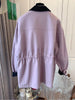 Retro Color Contrast Pink Polo Collar Loose Mid-length Coat for Women Spring and Autumn Korean Style Trench