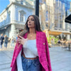 textured suit lapel long sleeved double row button pocket decoration Spring and Autumn women's versatile suit jacket