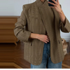 Women's Blazer Stand Collar Full Sleeve Single Button Female Plaid Blazers Autumn Chic Casual Commute Lady Coat