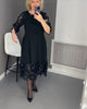Plus Size Flared Dress with Dots Decor Women Long Black O-neck Perspective Dot Loose Dresses Elegant Casual Daily Wear