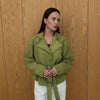 Green Oversized Belt Overcoat Women Elegant Long Sleeve Pleated Lapel Lace Up Windbreaker Autumn Lady Daily Street Outerwears