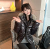 Russian Winter Warm Faux Fur Hooded Quilted Puffer Jacket Women Y2K Retro Padded Short Coat Casual Parka Glossy Outerwear куртка