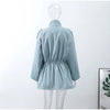 Oversized Tie Waist Short Trench Coat Stand Collar Long Sleeve Patch Pockets Spring Chic Daily Casual Women Jacket