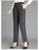 Korean Women Vintage Slim Pants Spring Autumn Streetwear Elastic High Waist Stripe Plaid Straight Casual Trousers