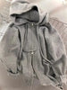 Korean Gray Hood Sweater Outerwear Women Loose Spring Autumn and Winter Outdoor Thickened Knitted Double Zipper Hoodie Coats