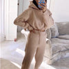 Fall Winter Women's Hoodies Two Piece Set - Oversized Hoodie Sweatpants Sportswear Suit Casual Sweatshirt Trouser Set