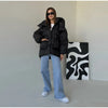Printed Cotton Padded Coats Women Hooded Waist-Cinching Zipper Quilted Jackets Winter Casual Woman Outerwear