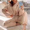 Fall Winter Women's Hoodies Two Piece Set - Oversized Hoodie Sweatpants Sportswear Suit Casual Sweatshirt Trouser Set