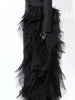 Women Black Irregular Mesh Big Size Long Elegant Blazer Lapel Long Sleeve Jacket Spring Autumn 7AB4743