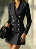 Women Striped Blazer Dress Lapel Double Breasted Long Sleeve Bodycon Mini Dress Elegant Office Work Party Slim Suit Dresses
