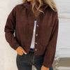 Corduroy Jacket Women Casual Hoodies Coat Female Long Sleeve Button Outerwear Short Jackets For Women Tops