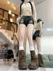 American Y2K Hole Denim Shorts Women Sexy Low-Waisted Skinny Mini Shorts Female Streetwear Short Jeans