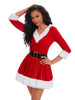 Women Half Sleeve Solid Ladies Santa Claus Xmas Theme Costume Cosplay Outfit Waistbelt Fancy Christmas Dress