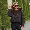 Faux Fur Neck Short Jackets Women Long Sleeve Ruff Thicken Loose Outerwear Female Autumn Winter Chic Daily Coats