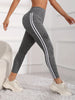 Women's Soft Leggings With White Striped, High Waist Stretch Workout Running Tight Pants