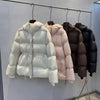 Women Down Cotton Jacket Drawstring Waist Slim Cotton Padded Jacket Winter Warm Thicken Cotton Coat Women Hooded Parkas