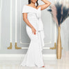 Women Off Shoulder Big Bow Skew Neck Mermaid Maxi Dress Female Evening Birthday Sexy Night Party Club Long Dresses