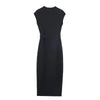 Women's clothing European and American with belt elastic Midi dress