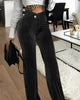 Women Streetwear Corduroy Zipper Fly V-low Waist Straight Wide Leg Trousers Autumn Winter Pants