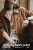 Women’s Corduroy Jacket Colorblock Waxed Collar Utility Coat Retro Button Workwear Short Outerwear for Autumn Winter