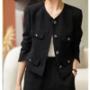 Short Black Jacket For Women's Spring And Autumn Suit Top Short Jacket Green Blazer Tweed Outwear Thick Jackets Lining