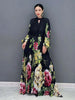 Printed Dress For Women O-neck Draped Lace Up Waist A-line Casual Vestido Robe Female Autumn 5R5279